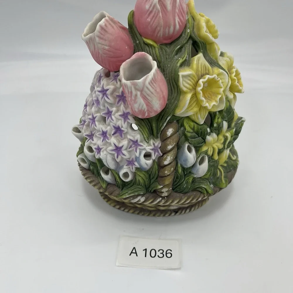 PartyLite Spring Flower Basket Tea Light Votive Candle Holder Easter VIDEO - Picture 10 of 10
